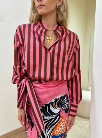 Shop Online Camicia coreana righe rosa e cioccolato Souvenir