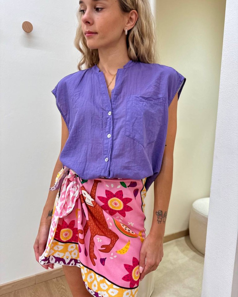 Camicia coreana smanicata viola Tensione In Shop Online Camicia coreana smanicata viola Tensione In