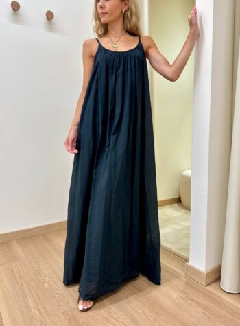 Shop Online Vestito in cotone lungo svasato nero Tensione In