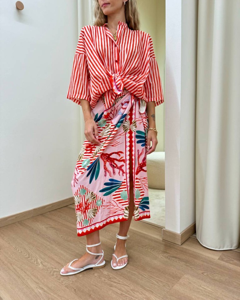 Gonna lunga pareo fantasia marina rosa Tensione In Shop Online Gonna lunga pareo fantasia marina rosa Tensione In