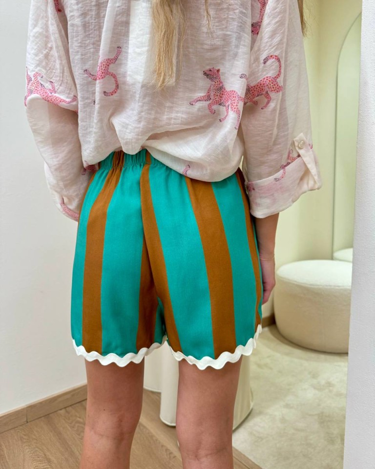 Short righe bordi ondulati turchese e tabacco HaveOne Shop Online Short righe bordi ondulati turchese e tabacco HaveOne