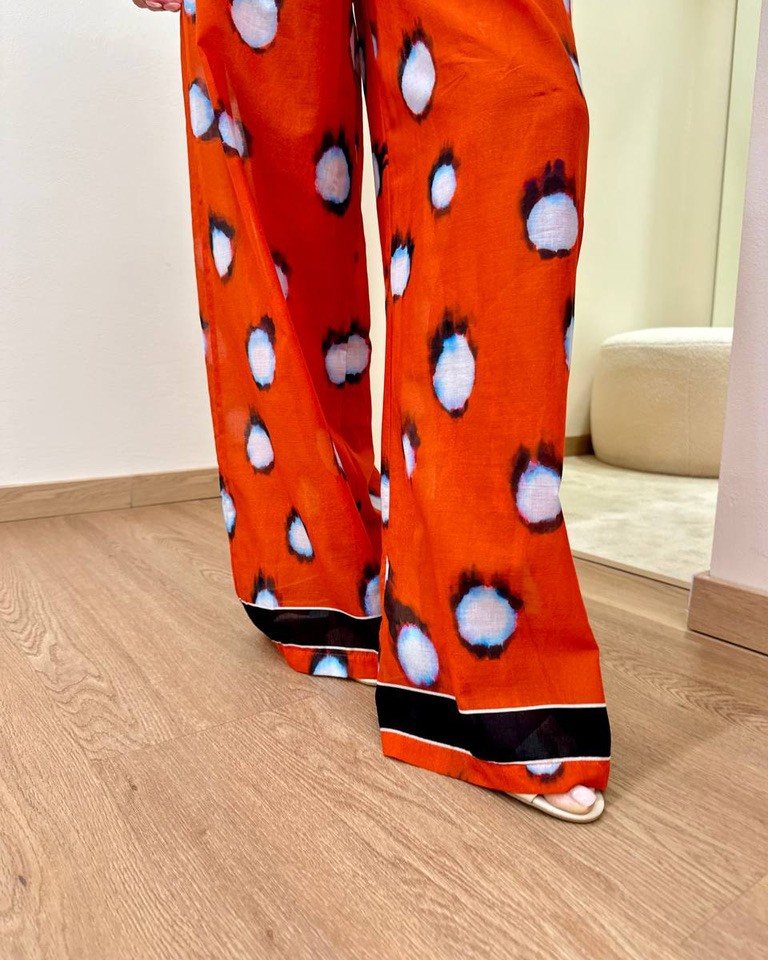 Pantalone palazzo pois rosso e celeste Tensione In Shop Online Pantalone palazzo pois rosso e celeste Tensione In