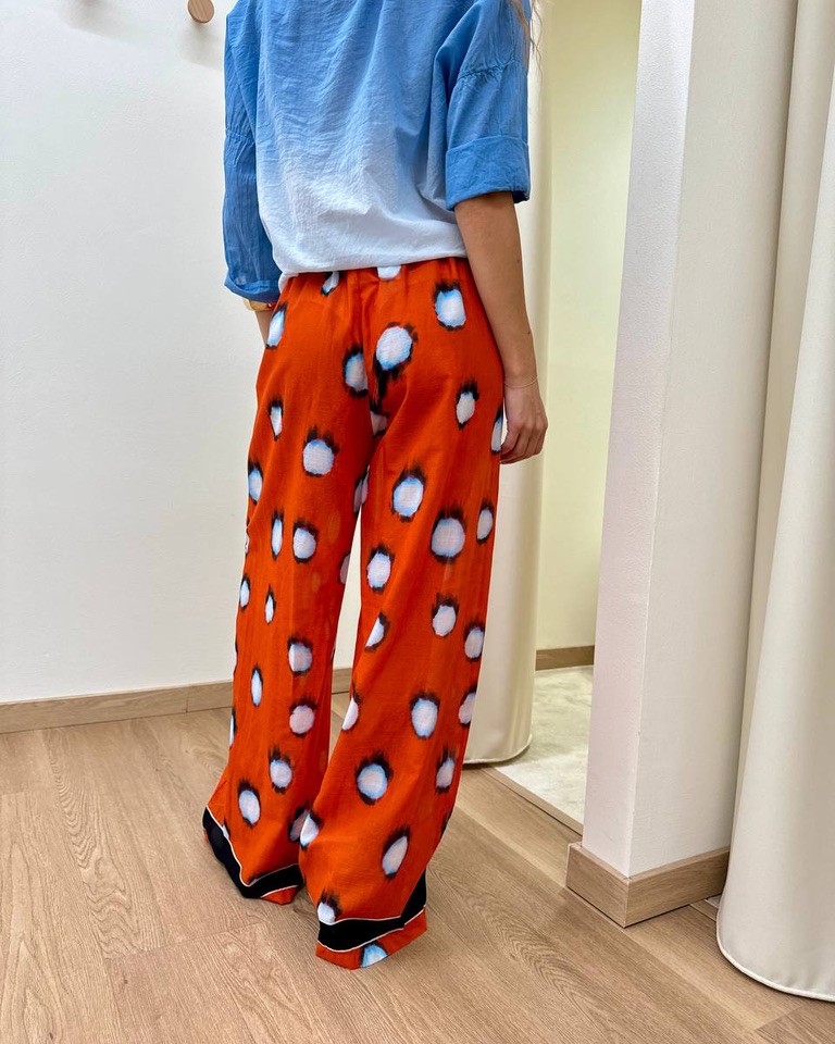 Pantalone palazzo pois rosso e celeste Tensione In Shop Online Pantalone palazzo pois rosso e celeste Tensione In
