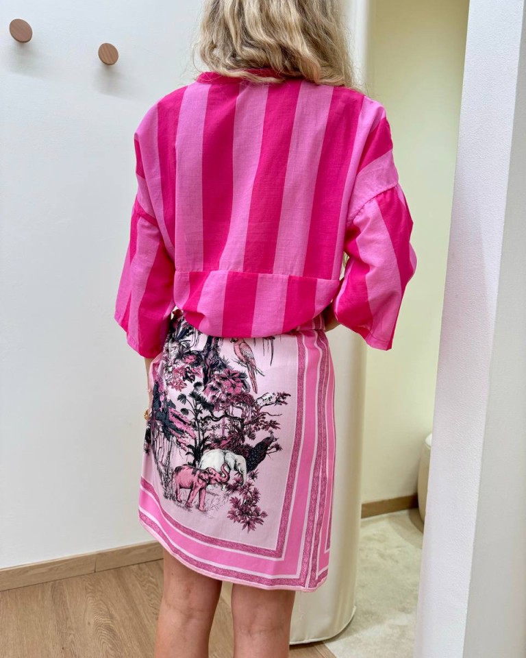 Camicia over lunga a righe larghe rosa Tensione In Shop Online Camicia over lunga a righe larghe rosa Tensione In