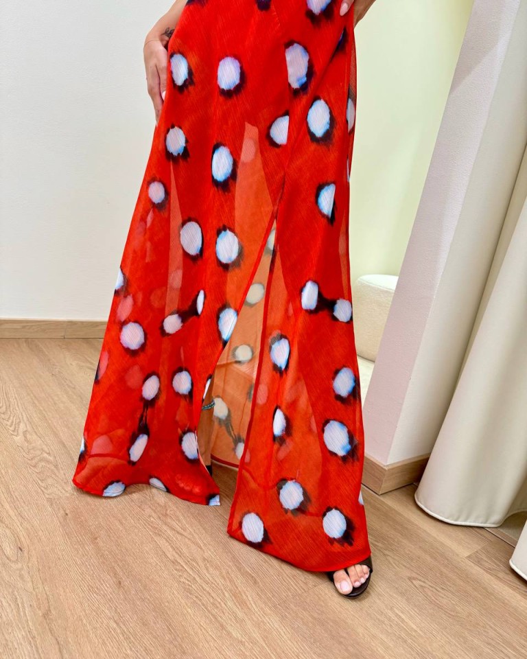 Vestito lungo semitrasparente pois rosso e celeste Tensione In Shop Online Vestito lungo semitrasparente pois rosso e celeste Tensione In