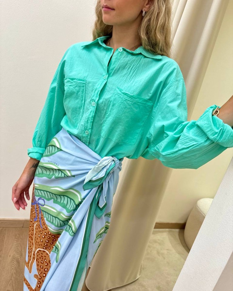Camicia over in cotone leggero acqua marina HaveOne Shop Online Camicia over in cotone leggero acqua marina HaveOne