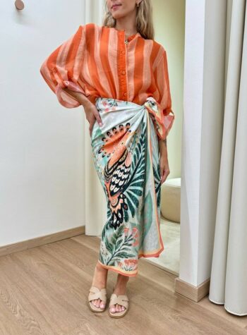Shop Online Gonna pareo lunga fantasia cocorita verde acqua HaveOne