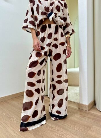 Shop Online Pantalone palazzo pois burro e moro Tensione In