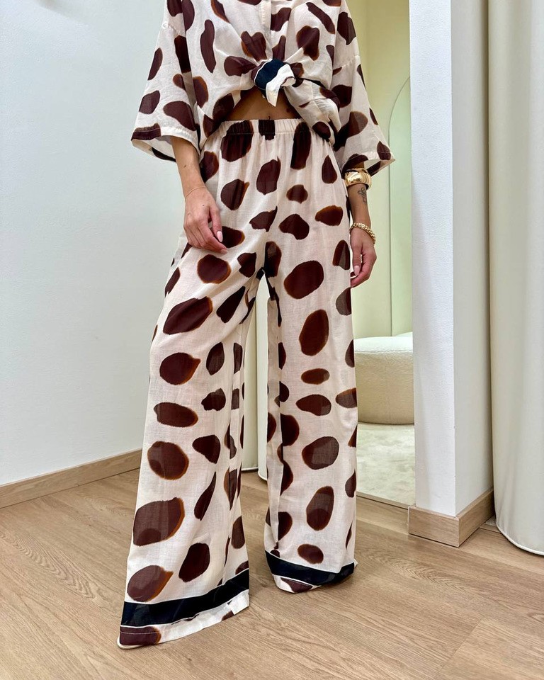Pantalone palazzo pois burro e moro Tensione In Shop Online Pantalone palazzo pois burro e moro Tensione In