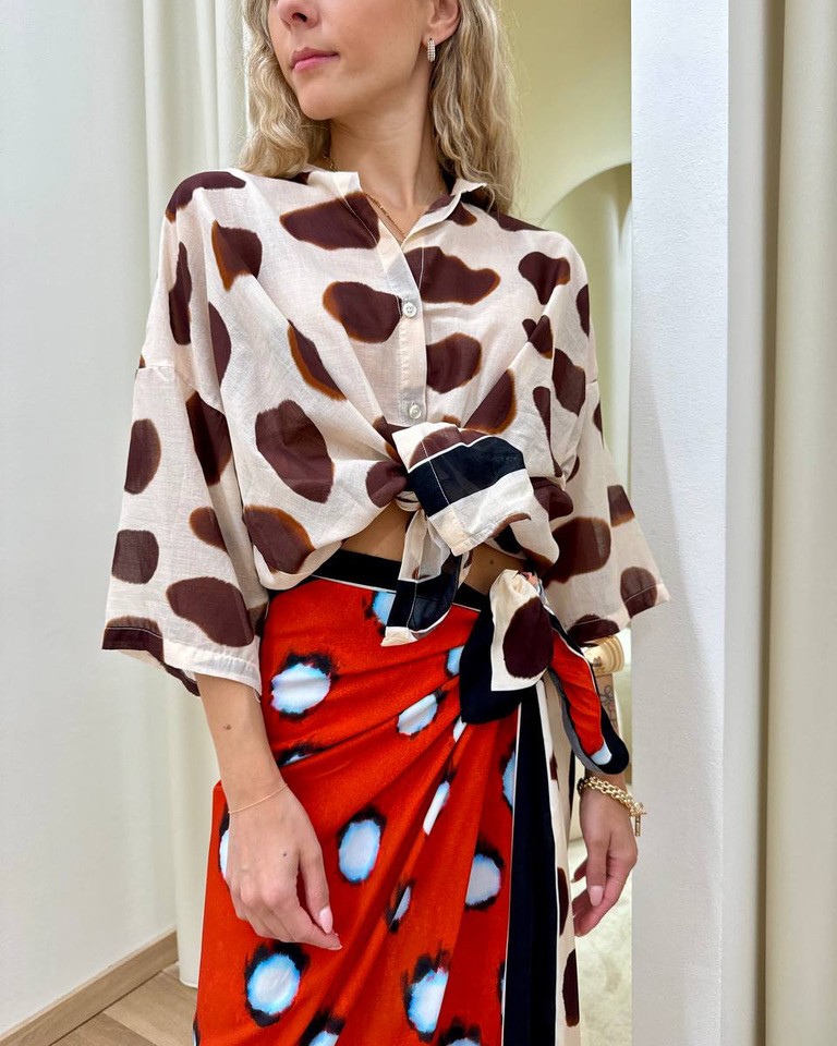 Camicia mussola a pois burro e moro Tensione In Shop Online Camicia mussola a pois burro e moro Tensione In