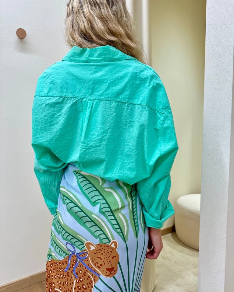 Camicia over in cotone leggero acqua marina HaveOne Shop Online Camicia over in cotone leggero acqua marina HaveOne
