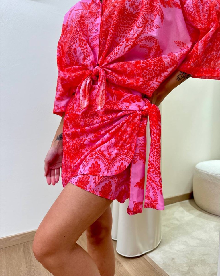 Gonna pareo corta leopardi rosa e rosso Tensione In Shop Online Gonna pareo corta leopardi rosa e rosso Tensione In