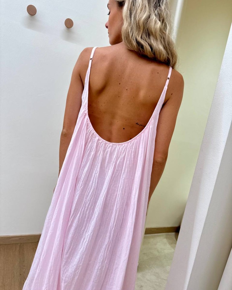 Vestito in cotone lungo svasato rosa Tensione In Shop Online Vestito in cotone lungo svasato rosa Tensione In