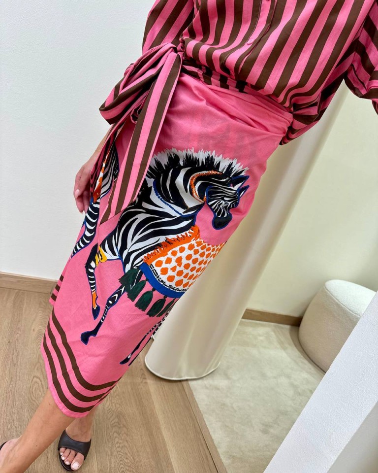Gonna pareo rosa e cioccolato maxi stampa zebra Souvenir Shop Online Gonna pareo rosa e cioccolato maxi stampa zebra Souvenir