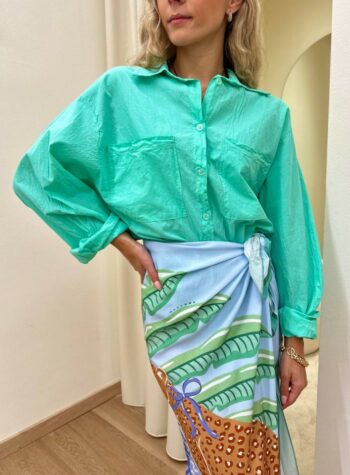 Shop Online Camicia over in cotone leggero acqua marina HaveOne
