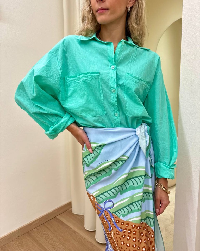 Camicia over in cotone leggero acqua marina HaveOne Shop Online Camicia over in cotone leggero acqua marina HaveOne