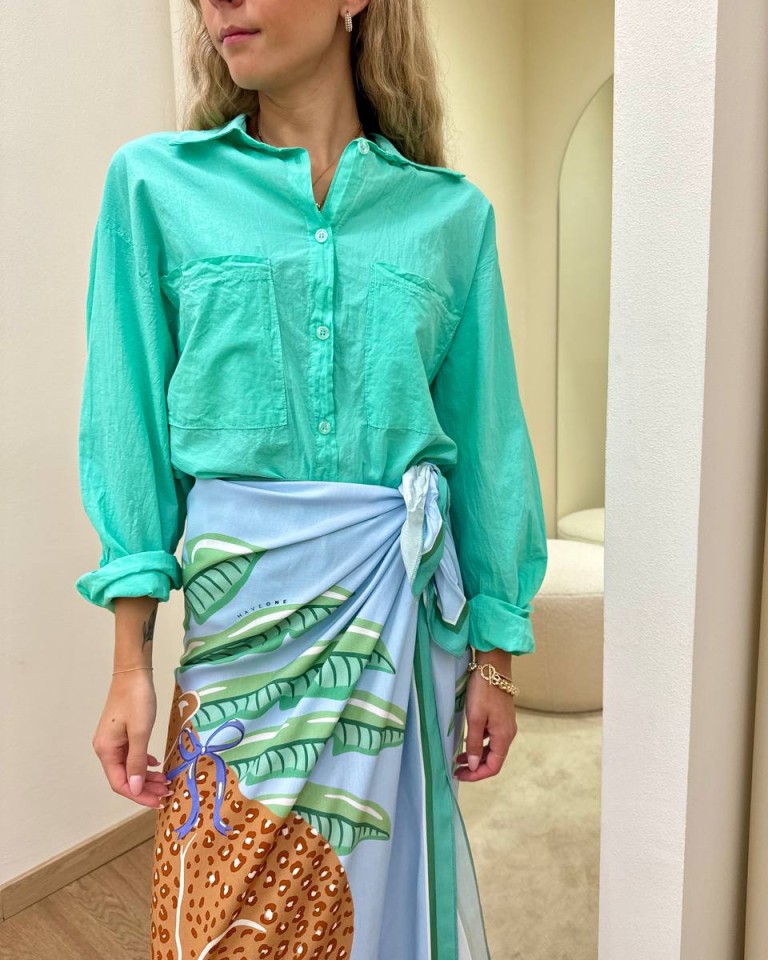 Camicia over in cotone leggero acqua marina HaveOne Shop Online Camicia over in cotone leggero acqua marina HaveOne