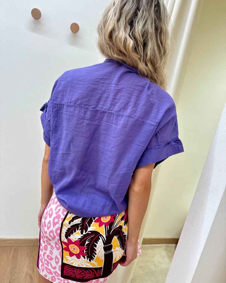 Camicia nodo manica corta viola Tensione In Shop Online Camicia nodo manica corta viola Tensione In