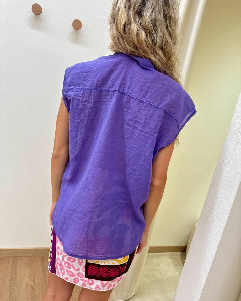 Camicia coreana smanicata viola Tensione In Shop Online Camicia coreana smanicata viola Tensione In