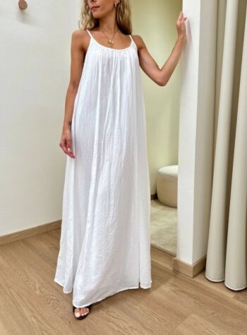 Shop Online Vestito in cotone lungo svasato panna Tensione In