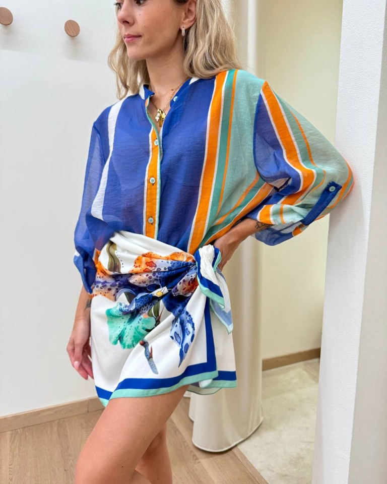 Gonna pareo corta fiore blu e turchese HaveOne Shop Online Gonna pareo corta fiore blu e turchese HaveOne