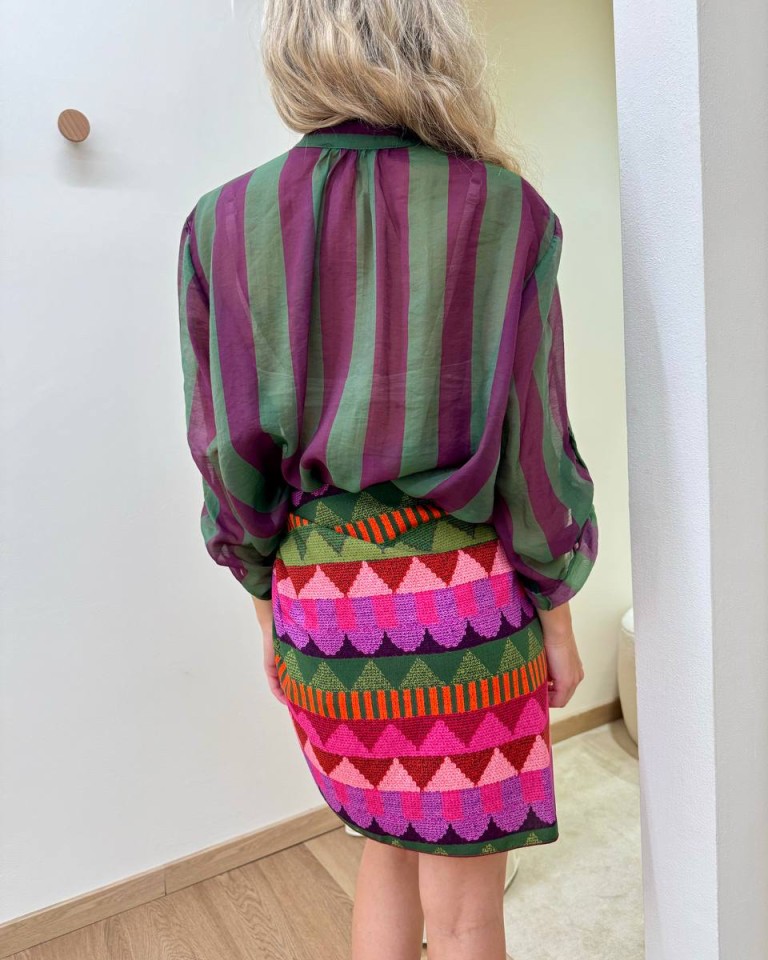 Camicia coreana righe verdi e viola HaveOne Shop Online Camicia coreana righe verdi e viola HaveOne