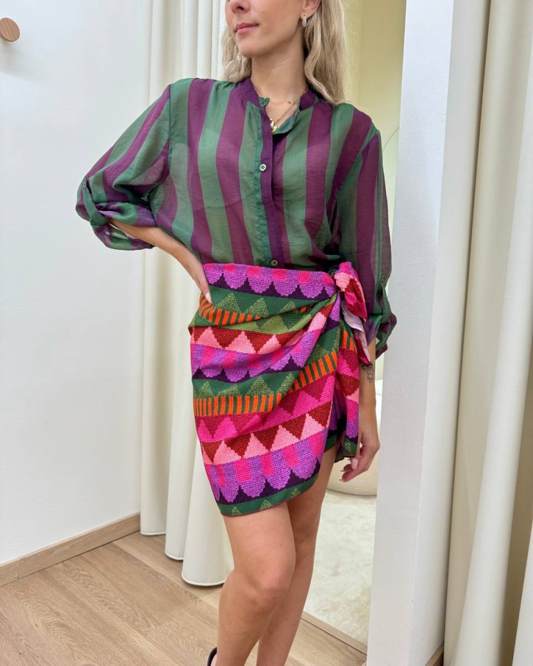 Camicia coreana righe verdi e viola HaveOne Shop Online Camicia coreana righe verdi e viola HaveOne