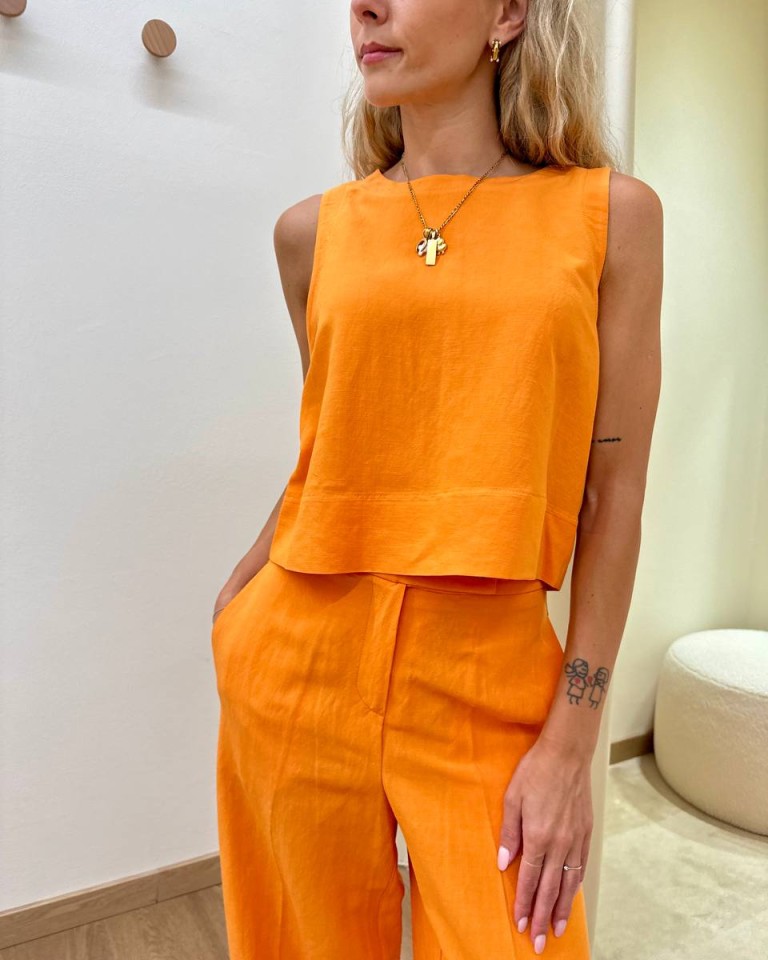 Completo misto lino arancio Tensione In Shop Online Completo misto lino arancio Tensione In