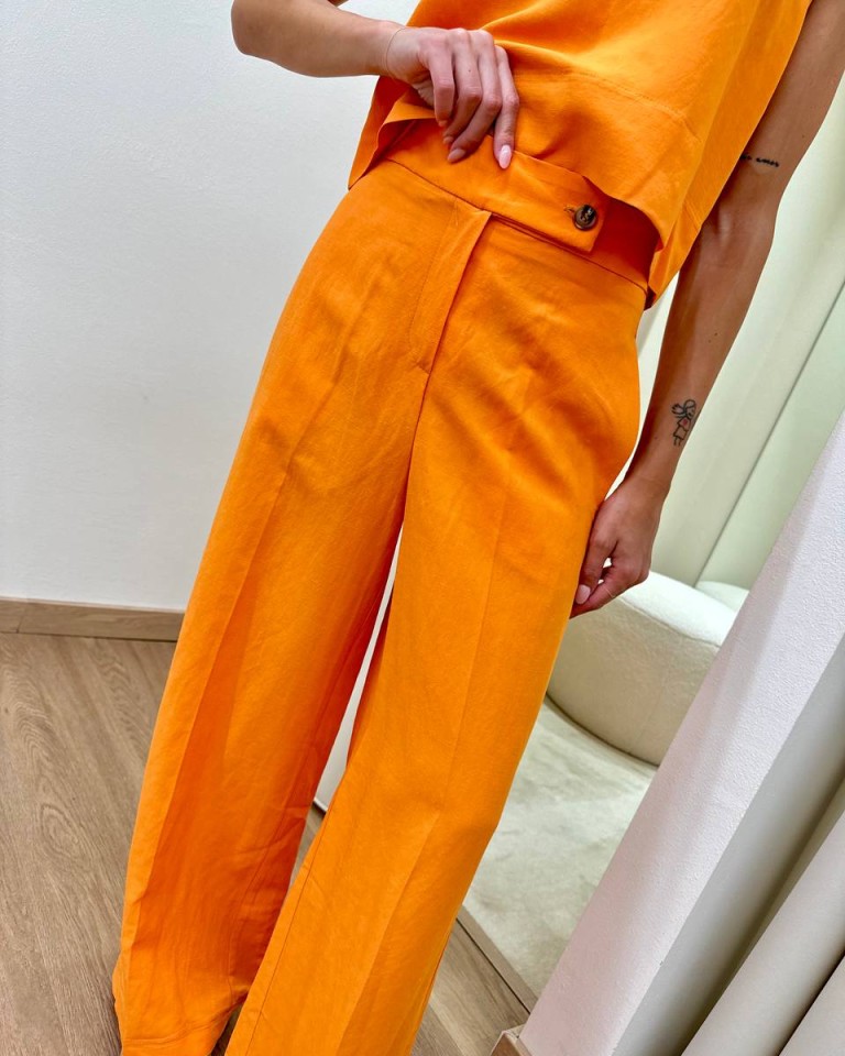 Completo misto lino arancio Tensione In Shop Online Completo misto lino arancio Tensione In