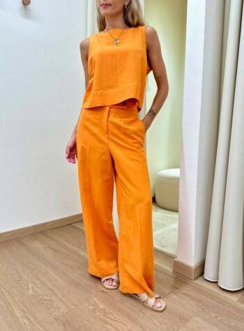 Shop Online Completo misto lino arancio Tensione In