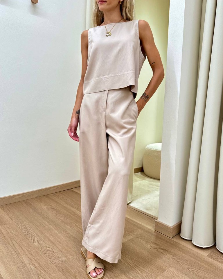Completo misto lino beige Tensione In Shop Online Completo misto lino beige Tensione In