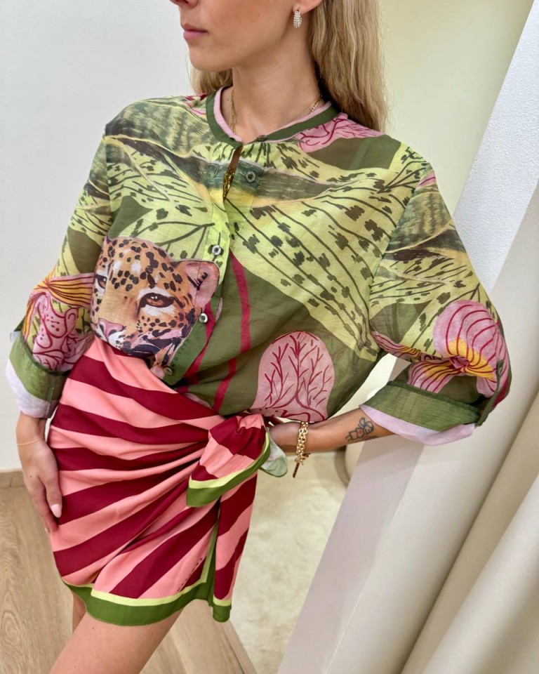 PRE ORDINE Camicia coreana leopardo verde HaveOne Shop Online PRE ORDINE Camicia coreana leopardo verde HaveOne