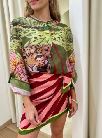 Shop Online PRE ORDINE Camicia coreana leopardo verde HaveOne