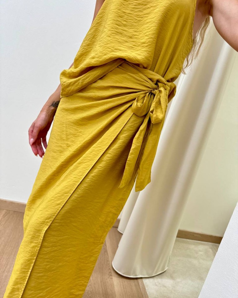 Gonna pareo midi senape Tensione In Shop Online Gonna pareo midi senape Tensione In