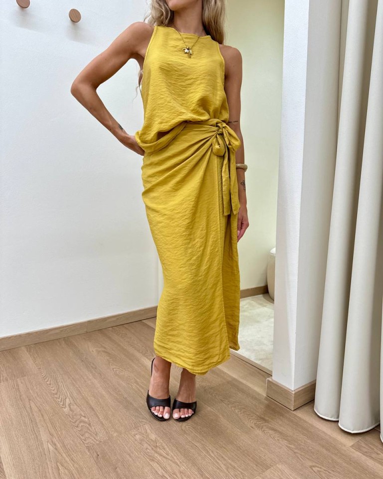 Gonna pareo midi senape Tensione In Shop Online Gonna pareo midi senape Tensione In