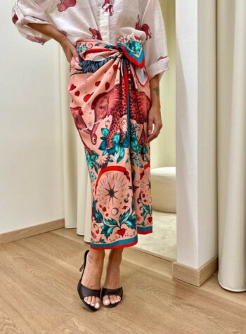 Shop Online Gonna pareo lunga elefanti rosa e turchese HaveOne