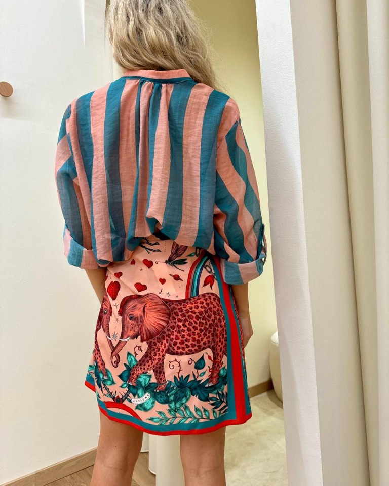 Camicia coreana righe rosa e ottanio HaveOne Shop Online Camicia coreana righe rosa e ottanio HaveOne