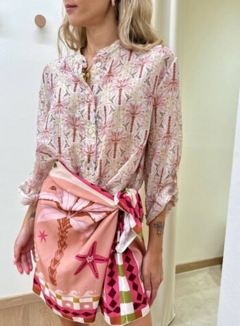 Shop Online Camicia ampia coreana burro fantasia palme rosa HaveOne