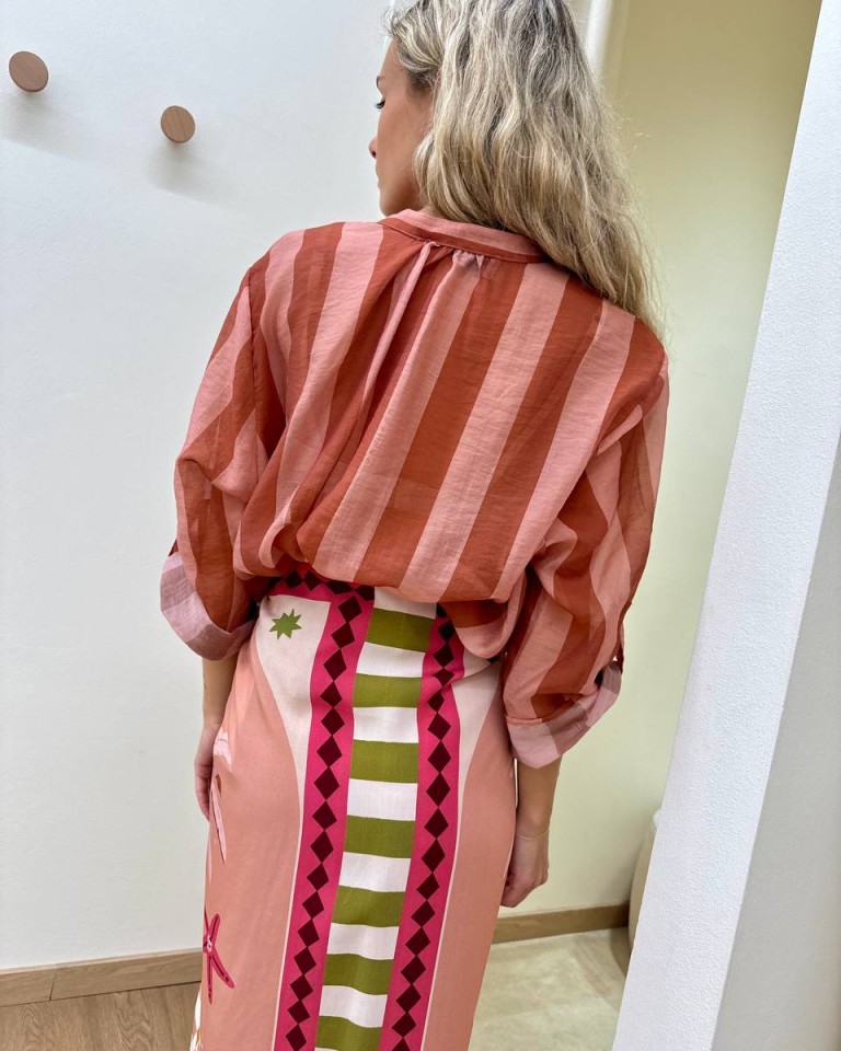 Camicia coreana righe cipria chiaro e scuro HaveOne Shop Online Camicia coreana righe cipria chiaro e scuro HaveOne