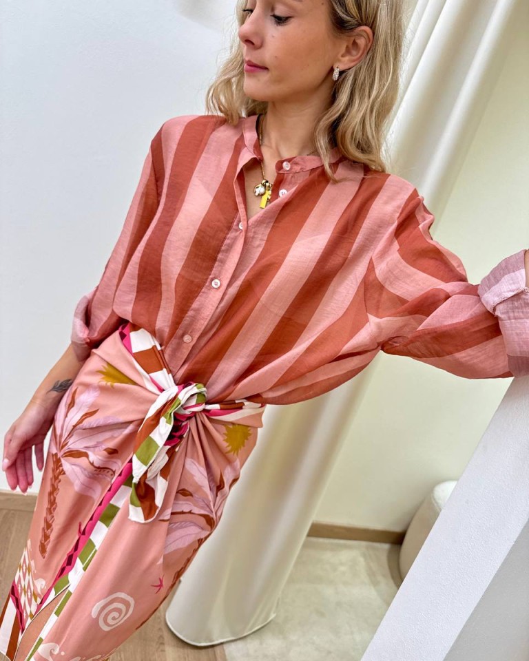 Camicia coreana righe cipria chiaro e scuro HaveOne Shop Online Camicia coreana righe cipria chiaro e scuro HaveOne