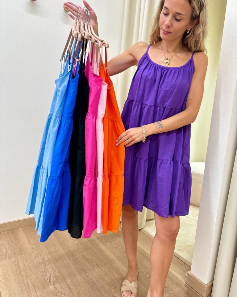 Vestito in cotone corto a balze arancio Tensione In Shop Online Vestito in cotone corto a balze arancio Tensione In
