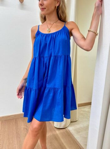 Shop Online Vestito in cotone corto a balze bluette Tensione In