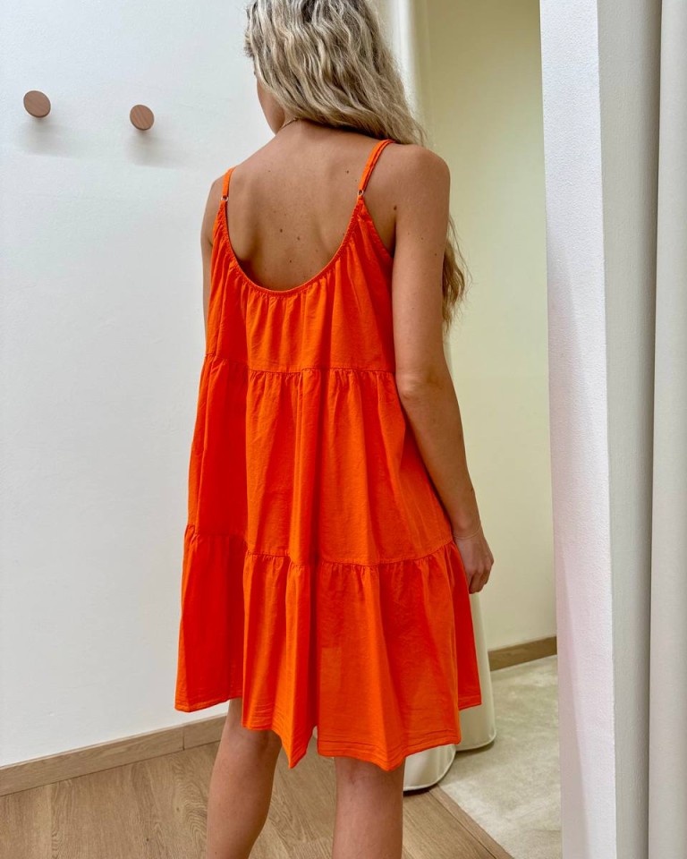 Vestito in cotone corto a balze arancio Tensione In Shop Online Vestito in cotone corto a balze arancio Tensione In