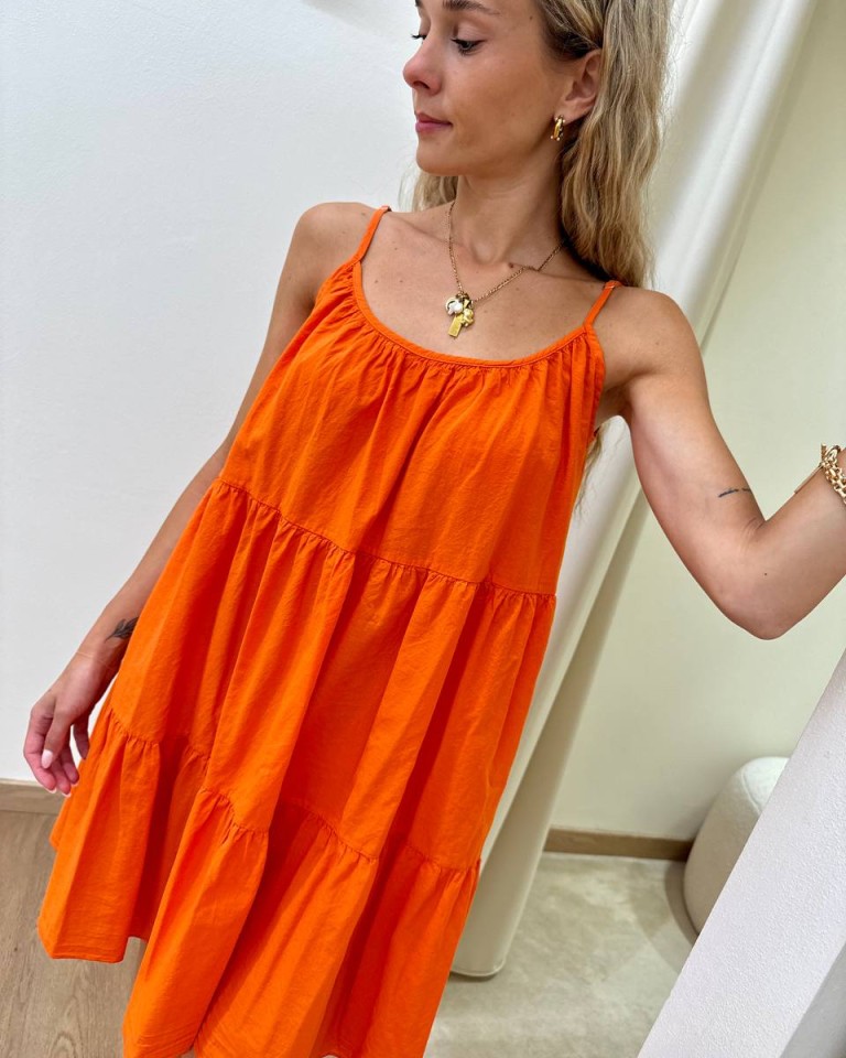 Vestito in cotone corto a balze arancio Tensione In Shop Online Vestito in cotone corto a balze arancio Tensione In