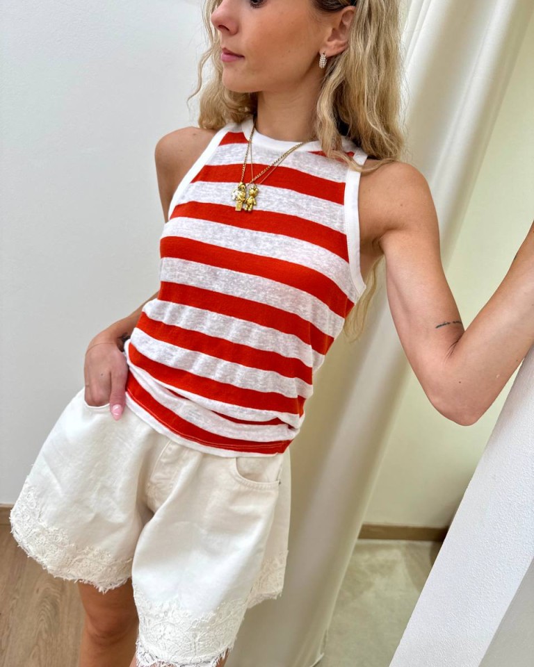 Canotta righe larghe rosse e bianche Vicolo Shop Online Canotta righe larghe rosse e bianche Vicolo