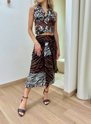 Shop Online Completo gonna e top fantasia floreale e animalier Vicolo