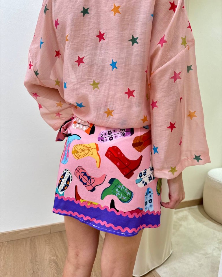 Minigonna pareo rosa fantasia texani Tensione In Shop Online Minigonna pareo rosa fantasia texani Tensione In