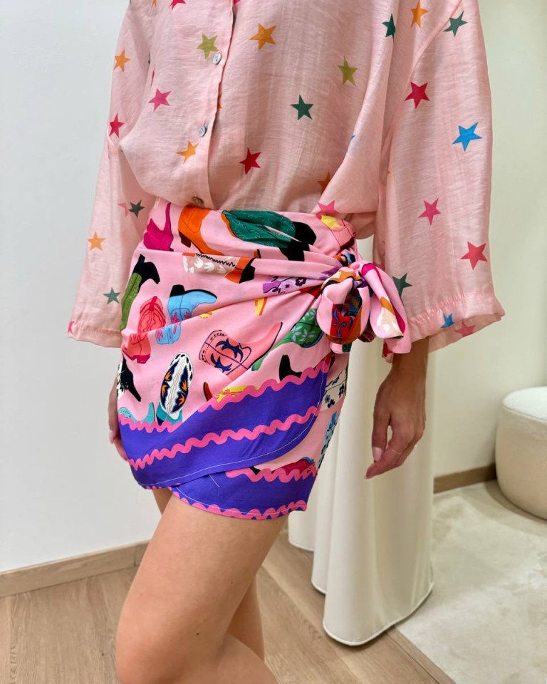 Minigonna pareo rosa fantasia texani Tensione In Shop Online Minigonna pareo rosa fantasia texani Tensione In