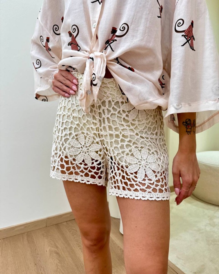 Shorts pizzo macramè avorio Tensione In Shop Online Shorts pizzo macramè avorio Tensione In