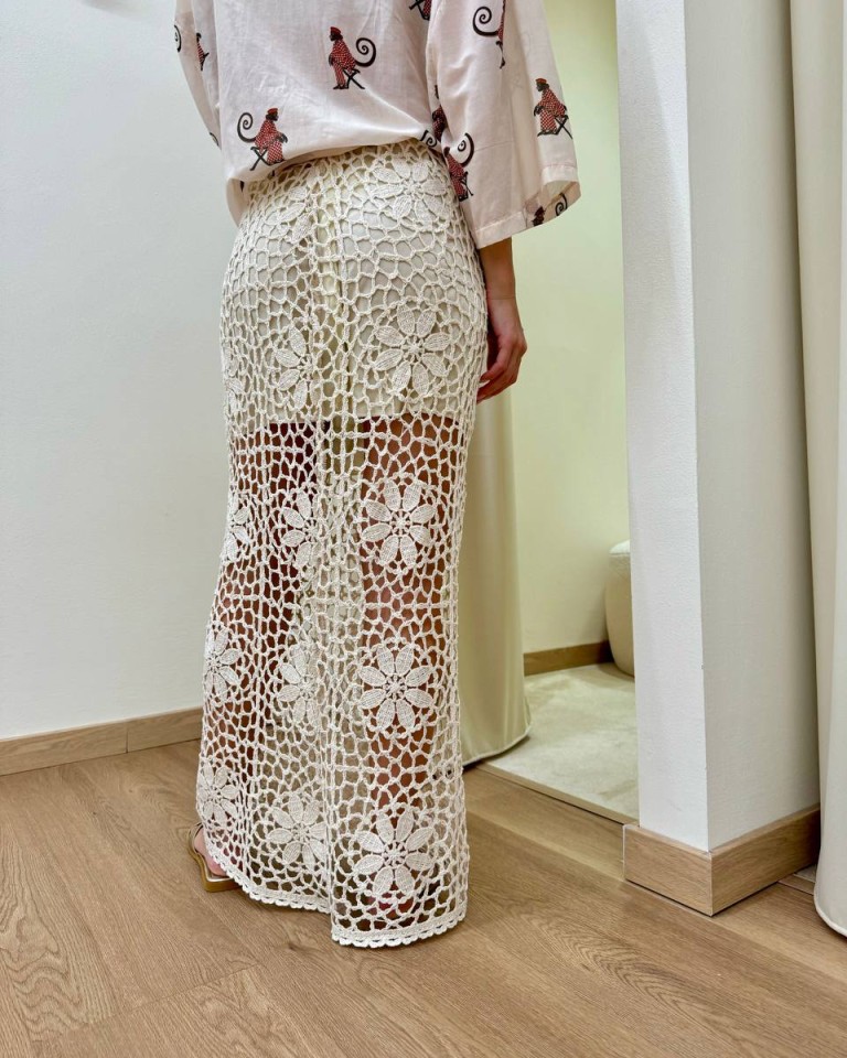 Gonna midi pizzo macramè avorio Tensione In Shop Online Gonna midi pizzo macramè avorio Tensione In